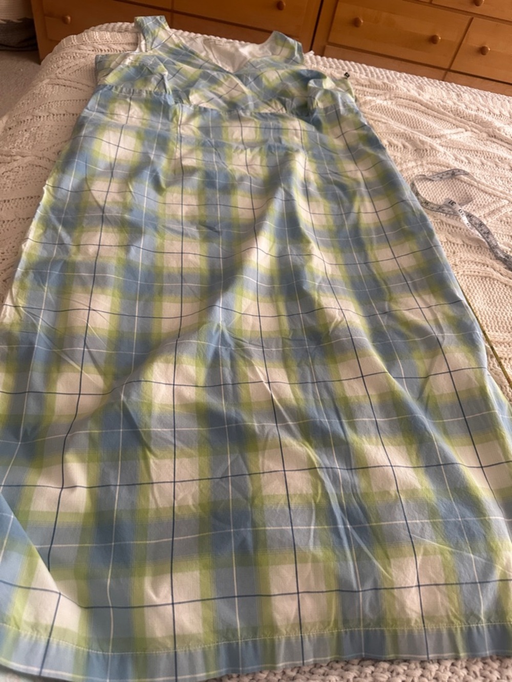 Tommy Hilfiger Blue, Green and White Plaid Maxi Dress